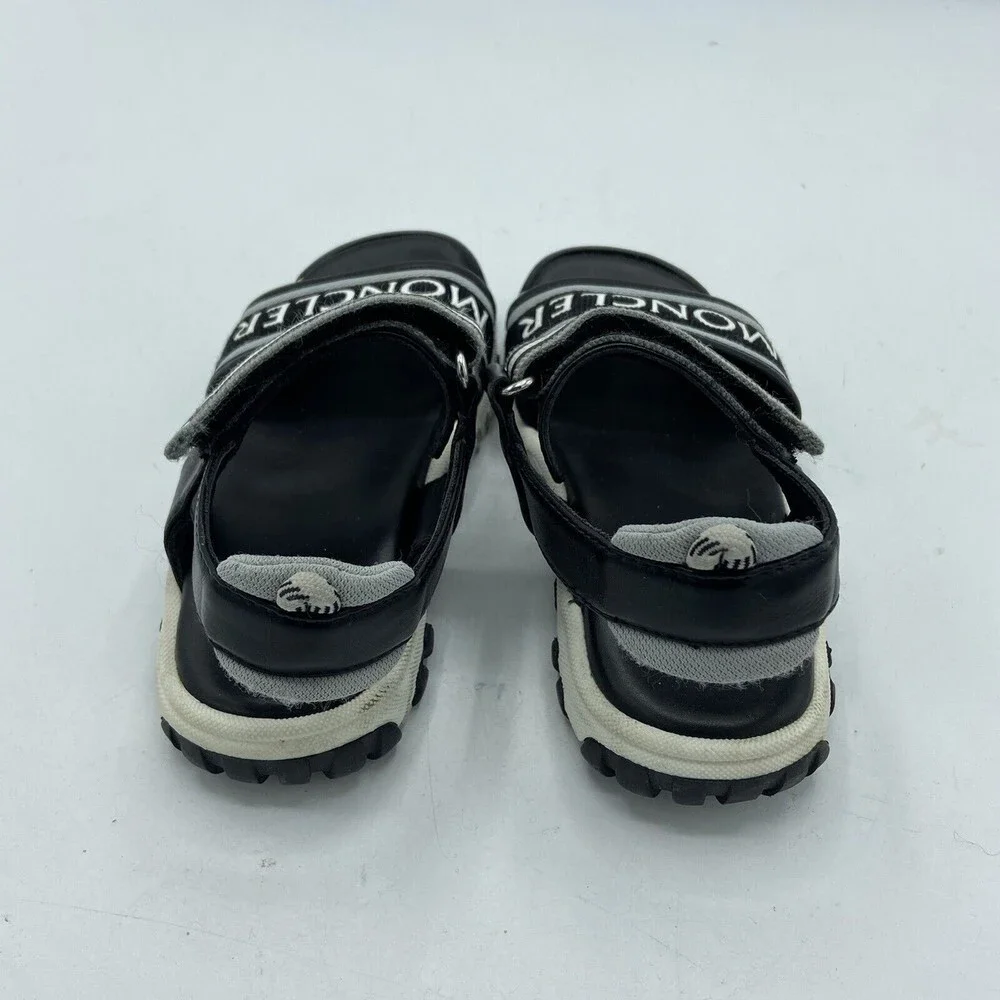 Moncler Enfant Logo Strap Flat Kids Sandals Black Sz EU 27 US 11